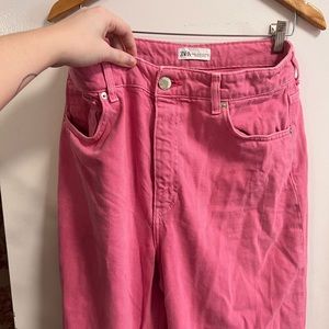NWOT Zara Pink 90s Straight Hot Pink Jean